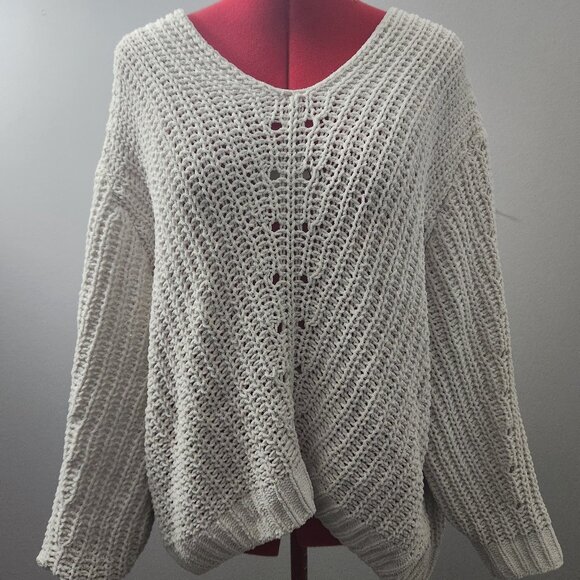 H&M Knit Off the Shoulder Cream Sweater sz S - Picture 1 of 1